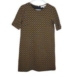 Loft Retro Geometric Print Short Sleeve Shift Mini Dress